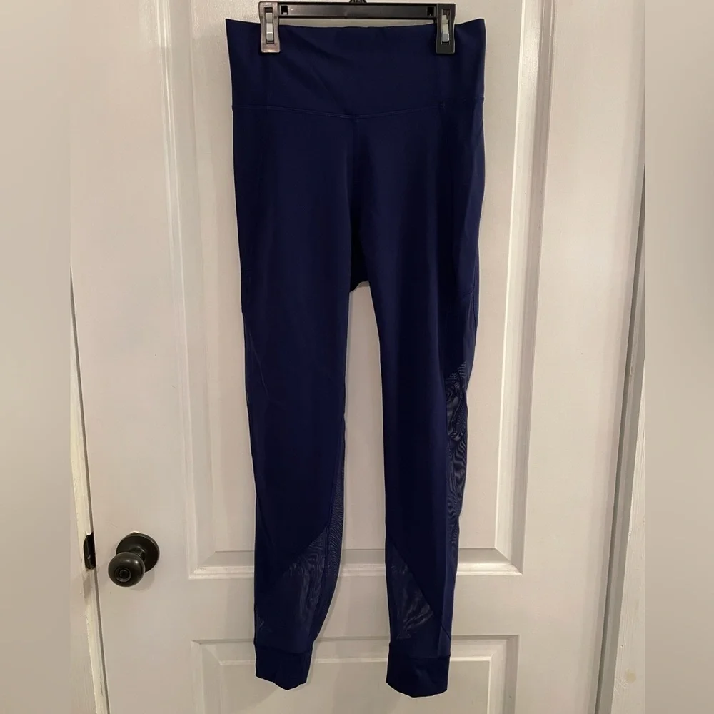 Lululemon Deep Breath Tight Mesh Pannel Leggings Dark Blue